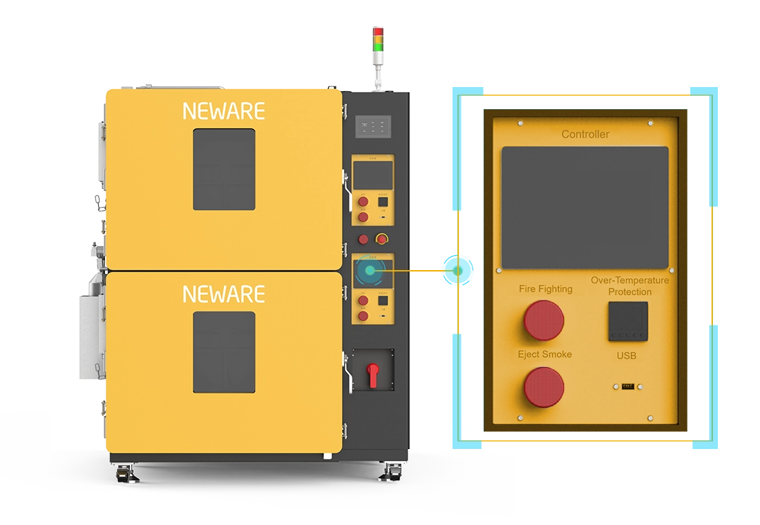 NEWARE power cell all-in-one battery tester is controlled using a touch LCD display screen